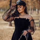 Sexy Off Shoulder Lantern Sleeve Mini Dress