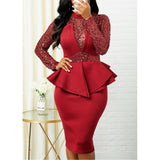 Clearance Plus Size Women Peplum Sequin Detail Dress