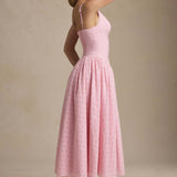 Heavy Embroidery Slim Fit Suspender Dress