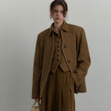 Vintage Round Neck Wool Blazer