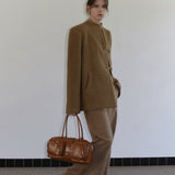 Vintage Round Neck Wool Blazer