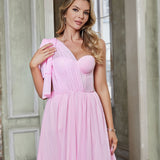 Boning Corset Tight Waist One Shoulder Fairy Gauze Dress Large Swing Elegant Maxi Dress