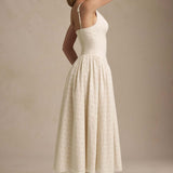 Heavy Embroidery Slim Fit Suspender Dress