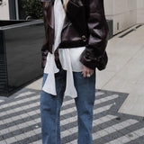 Cropped Moto Leather Jacket