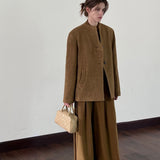 Vintage Round Neck Wool Blazer