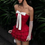 Bowknot vest and lotus leaf skirt suit