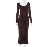 Solid Color Simple Twisted Elegant Sheath Dress