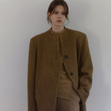 Vintage Round Neck Wool Blazer