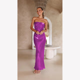 Bright Silk Bandeau Maxi Dress