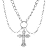INS Alloy Vintage Diamond Cross Pendant Necklace