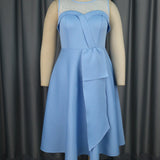 Personalized Mesh Stitching Dress Elegant Stick Crystals A line Dress