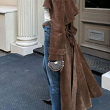 Long Suede Belted Coat