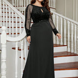 Plus Size Evening Dress Slim Solid Color Dress Party Gathering Cocktail