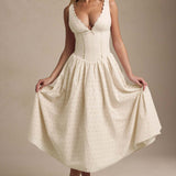 Heavy Embroidery Slim Fit Suspender Dress