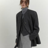 Vintage Round Neck Wool Blazer