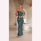 Bright Silk Bandeau Maxi Dress