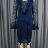 Elegant Lace Dress Party Cocktail Bell Sleeve Dress Party Dress
