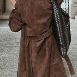 Long Suede Belted Coat