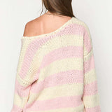 Off-shoulder Striped Sweater
