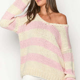 Off-shoulder Striped Sweater