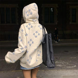 Y2k Zip Up Hoodies Vintage Star Print Sweatshirts