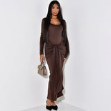 Solid Color Simple Twisted Elegant Sheath Dress