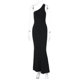 Arrival Cutout One Shoulder Backless Slim Fit Long Solid Color Hair