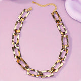 Punk Leopard Print Chunky Chain Choker Necklace