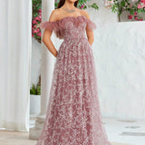 off Shoulder Large Slim Fit Evening Dress Birthday Party Cocktail Performance Graceful Formal Dress