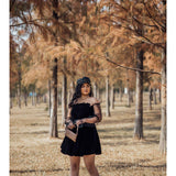 Sexy Off Shoulder Lantern Sleeve Mini Dress
