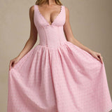 Heavy Embroidery Slim Fit Suspender Dress