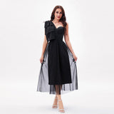 Boning Corset Tight Waist One Shoulder Fairy Gauze Dress Large Swing Elegant Maxi Dress
