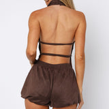 Still Love Me Faux Suede Mini Shorts Dark Chocolate