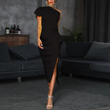 One shoulder ruched irregular party dress