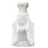 White Gothic Rope Lace Flying Sleeve Stiletto Strap Asymmetric Light Lolita Summer Party Evening Dress