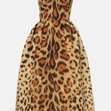 Animal-print Bustier Midi Dress