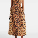 Animal-print Bustier Midi Dress