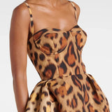 Animal-print Bustier Midi Dress