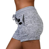 Women's cute paws printed drawstring elastic waist yoga shorts