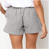 Women's Linen Casual Drawstring Elastic Waist Pocket Shorts