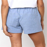 Women's Linen Casual Drawstring Elastic Waist Pocket Shorts