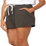 Women's Linen Casual Drawstring Elastic Waist Pocket Shorts