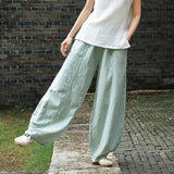 Women's linen balloon pants casual wide leg pants with pockets summer loose fit