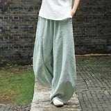 Women's linen balloon pants casual wide leg pants with pockets summer loose fit