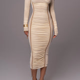 Amelisse - Off-Shoulder Two-Layer Mesh Midi Dress