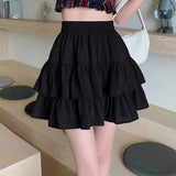 Pleated White Ruffles Preppy Summer Skirt