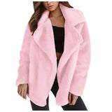 Fur Jackets Turn Down Collar Outwear Casual Female Pink Black Light Brown Coat