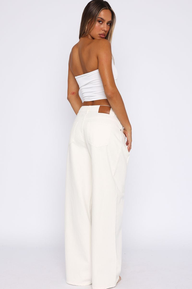 Iris Low Rise Wide Leg Jeans Off White