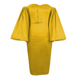 Royal Blue Deep V Neck Puff Sleeve Sexy Off Shoulder Pencil Dress