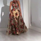 Prom Dresses for Women Sequin Flower Printed Dress